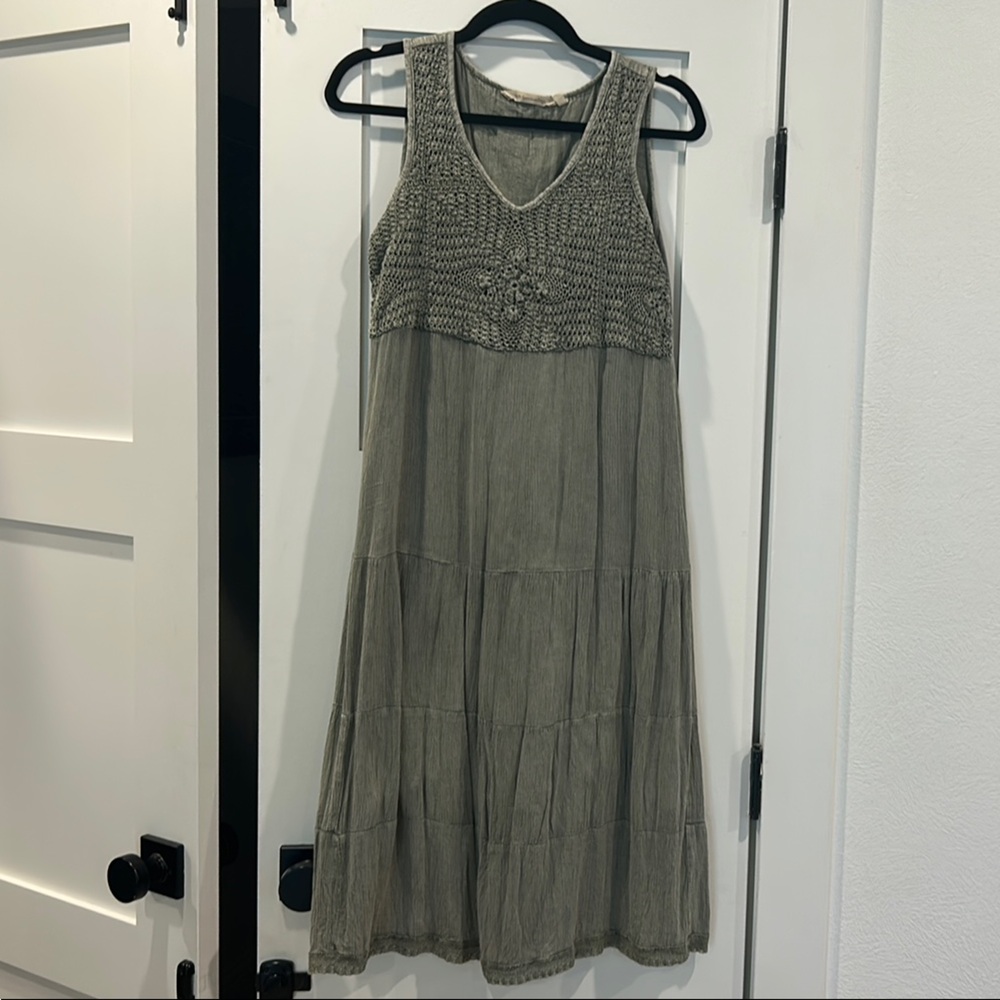 Soft Surroundings Sage Green Crochet Sundress